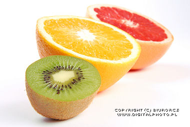 Apelsinen, grapefrukten, kiwi