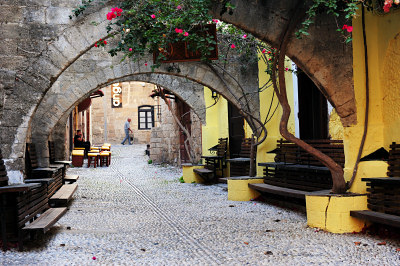 Streets in the old city of Rhodes
