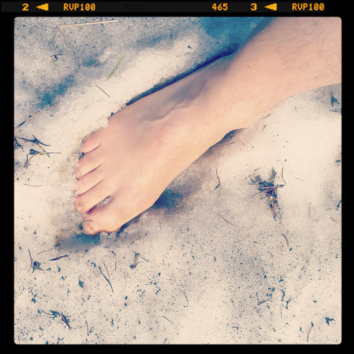 Barefoot in the snow