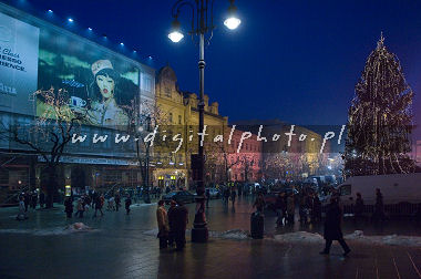 Cracovia, el cuadrado principal del mercado, Christamas, árbol de Christmast