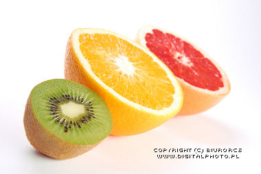 Het dieet van vruchten, sinaasappelen, grapefruits, kiwi