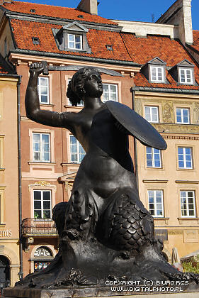 Statue of a siren in Warsaw
