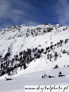 Vinterfoto, berg, Alperna