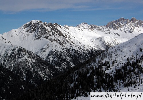 Alpy, dolina Val Di Fiemme