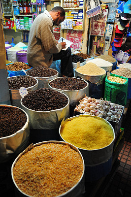 Souq (souk) in Morocco, city market