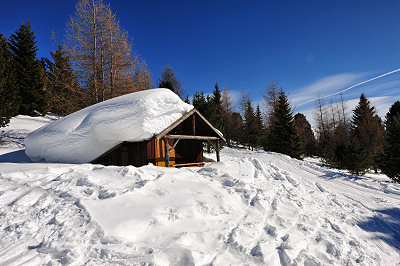 Ski huset, vinterhus, vinter i Italia