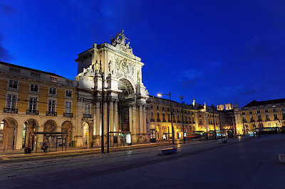 Night photos of Lisbon, Commerce Square