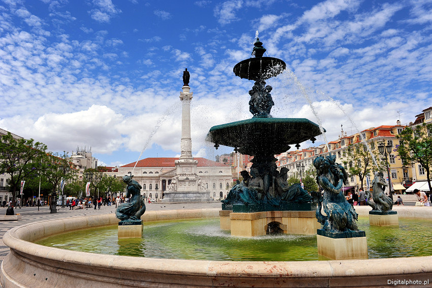 Lisbon images, Rossio square, National Theatre D. Maria II
