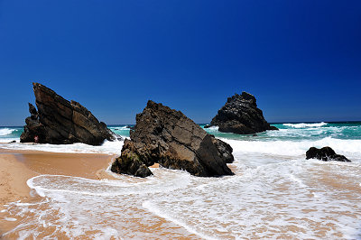 Atlantic coast beaches, Adraga beach in Portugal