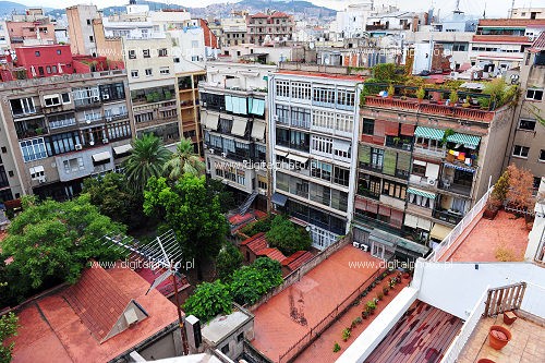 Houses in Barcelona, urban landscape - a view from the Casa Mila