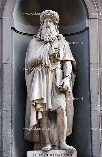 Leonardo Da Vinci, zdjęcie posągu Leonarda Da Vinci