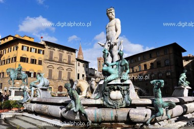 Photos de l'Italie, fontaine de Neptune à Florence