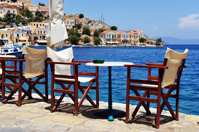 Greek restaurant by the sea, Simi