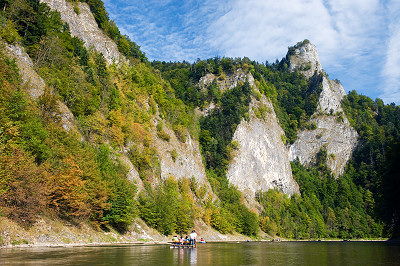 Bergpanorama, raften, kloof, Dunajec rivier