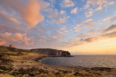 Gozo, kust, solnedgång