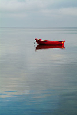 Röd båt, hav, digitala fotoalbum